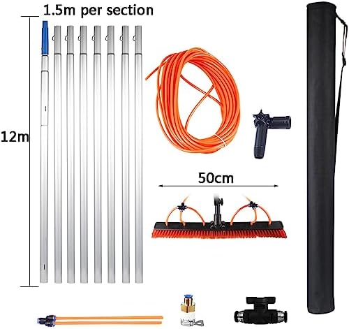 Telescopic Window Cleaning Pole 10-39ft, Water Fed Brush with 30cm/50cm Large Head for Efficient Roof & Window Cleaning - Extendable Cleaning Tools for Home and Professional Use