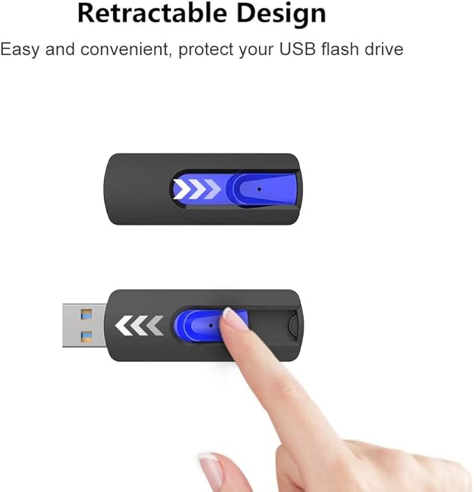 JUANWE 64GB Flash Drives 5 Pack, USB 3.0 Flash Drive Retractable Slide Thumb Drive, Thumb Drives 5 Pack Jump Drives Multipack Bulk USB Drive Data Storage for Computers, Blue