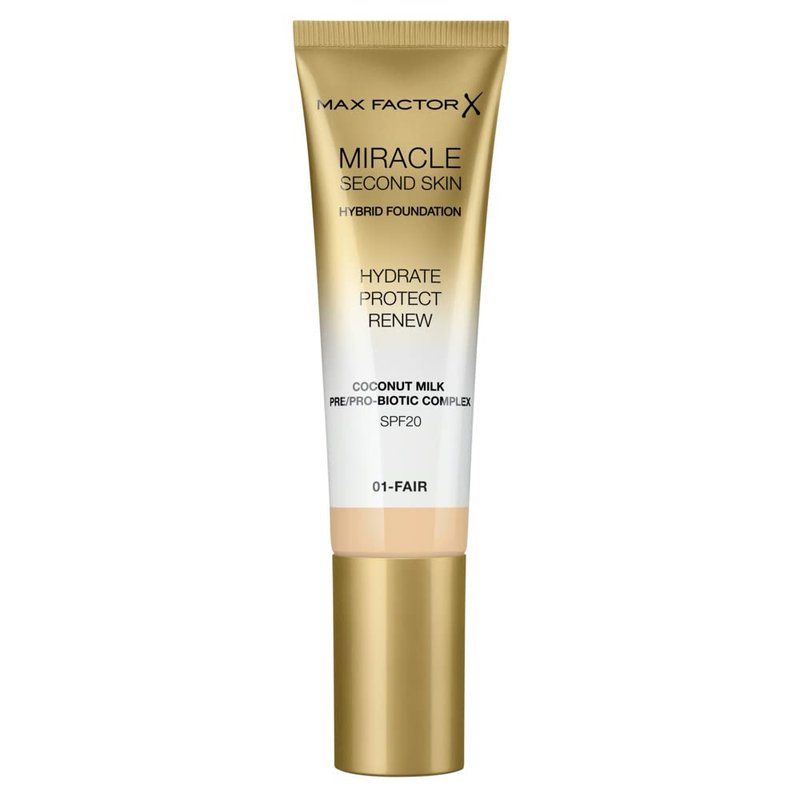 Max Factor Miracle Second Skin Foundation - SPF 20 | Fair Shade, 1.01 oz for Women