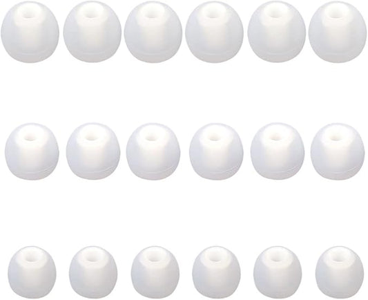 CYADCI Replacement Earbud Tips Earbud Covers Silicone Tips Ear Gels Fit for Inner Hole from 3.8mm - 5.1mm Earphones 9 Pairs S/M/L Clear White