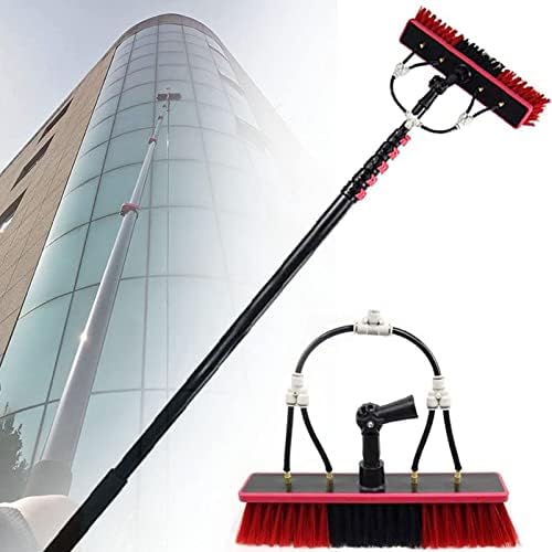 Glass Cleaning Brush Home Water Fed Telescopic Pole Kit Solar Panel Brush Rotating for Photovoltaic Panel，Telescopic Water Fed Pole Window Cleaner, Outdoor Roof Cleaning Tool with 20m Water