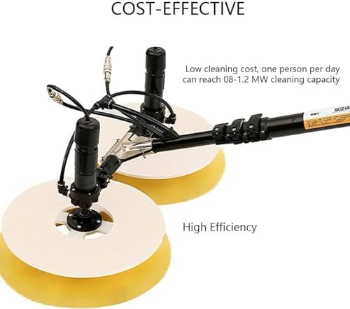 Telescopic Solar Panel Cleaning Rod with Electric Brush, 3.5M/5.5M/7.5M Automatic Double Disc Water Sprayer, Battery-Powered Roof Cleaning Tool - 5.5M (18ft)