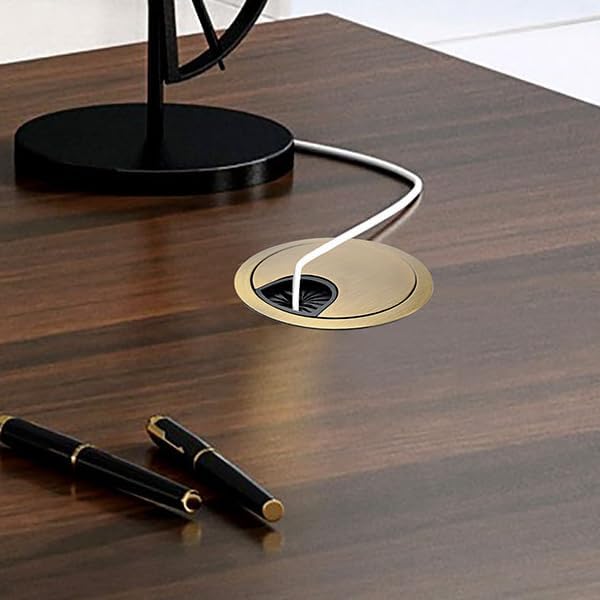 aoozleny Desk Grommet for Wire Organizer,PC Computer Desk Plastic Grommet Cord, Tidy Cable Hole Cover Organizers,2 Pack (53mm, Gold)