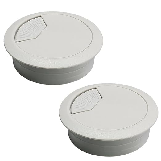 EASYEAH 2 Pcs Desk Grommet 2" / 50 mm, Desk Cord Hole Cover, Cable Grommet ABS Plastic, Desk Hole Grommet for Home & Office Pc, Detachable Adjustable Cable Cord Organizer-Light Grey