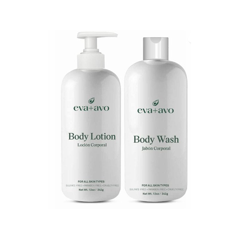 Eva+Avo Body Lotion + Body Wash Duo with Avocado, Hydrating and Nourishing Treatment for Dry, Dehydrated, or Sensitive Skin, Moisture-Rich and Restorative Solution for Soft, Smooth, and Radiant Skin