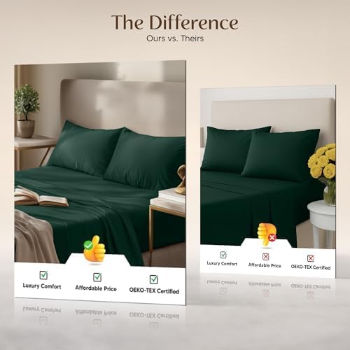 Utopia Bedding Twin XL Sheet Set - Soft Microfiber Bed Sheets with Pillowcase - Oeko Tex Certified (Emerald)