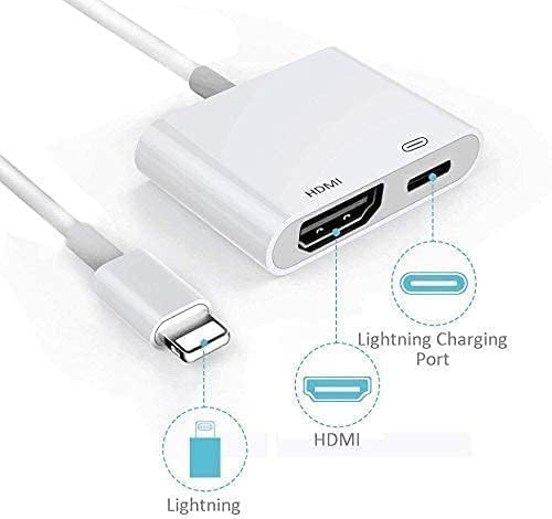 Apple MFi Certified Lightning to HDTV Digital AV Adapter 1080P HD Video Sync Screen Connector Cable with Charging Port Compatible with iPhone 14/13/12/11/ X/ 8/7/ iPad on HDTV/Projector/Monitor