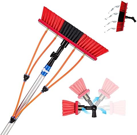 Glass Cleaning Brush Home Water Fed Telescopic Pole Kit Solar Panel Brush Rotating for Photovoltaic Panelï¼Extendable Window Cleaning Pole Kit with 20m Water Supply Hose and Large Brush Head