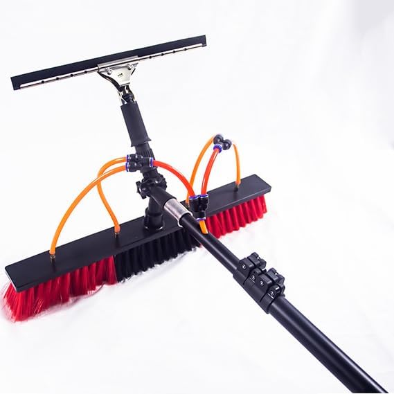 Window Cleaning Pole,High-Altitude Cleaning Brushes,Water Fed Telescopic Brush Conservatory Roof Cleaning Tools for Photovoltaic Panel Cleaning,55cm Brush Head,3.6m