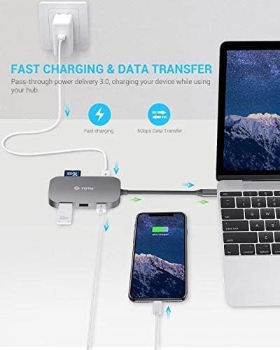 USB C Hub, Docking Station, 9-in-1 Type C Hub with Ethernet Port, 4K USB C to HDMI, 2 USB 3.0 Ports,1 USB 2.0 Port, SD/TF Card Reader, USB-C Power Delivery, Portable for Mac Pro and Other Type