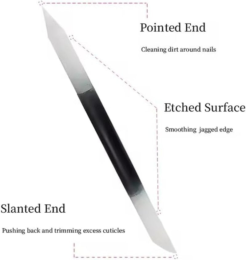 Glass Nail File Set - 3-Piece Crystal Files with Case | Includes Nail File, Cuticle Pusher & Buffer - Black Gradient