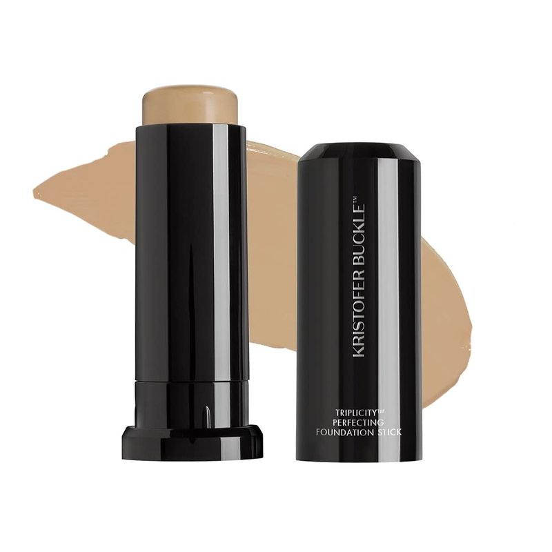 KRISTOFER BUCKLE Triplicity® Perfecting Foundation Stick, 0.4 oz. | Primes Skin, Provides Buildable Coverage & Has A Soft-Focus Effect | Tan