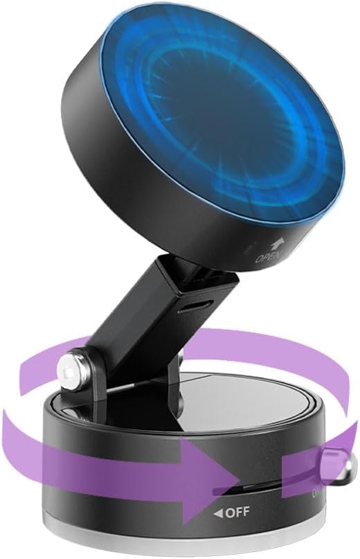 ROARADE Magnetic Phone Holder for Car, [360° Rotatable] Phone Mount with Strong Suction Cup & Retractable Stand, Foldable Phone Holder for iPhone 16/15/14/13 and All Smartphone (Black)