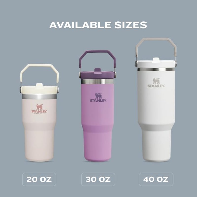 STANLEY IceFlow 2.0 Flip Straw Tumbler with Handle 40 oz | Twist On Lid and Flip Up Straw | Leak Resistant Water Bottle | Insulated Stainless Steel | BPA-Free | Rose Quartz