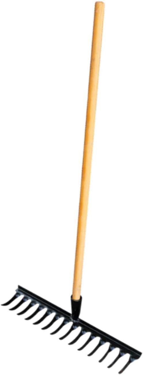 Garden Tool for Soil Preparation Wooden Handle Rake for Flower Beds, 14 Teeth 48x12x10cm