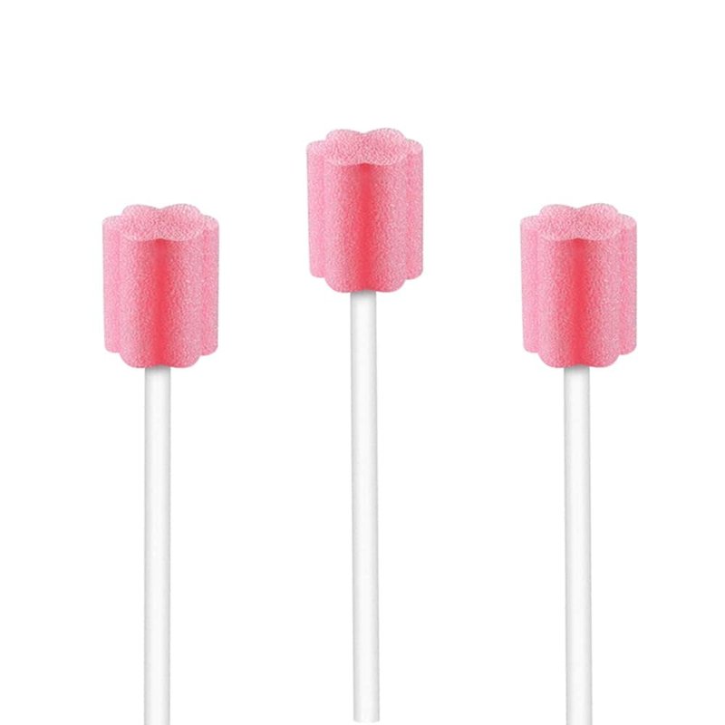 Wellgler's Oral Care Swabs - Disposable Mouth Cleaning Spong swabs (250count, Pink)