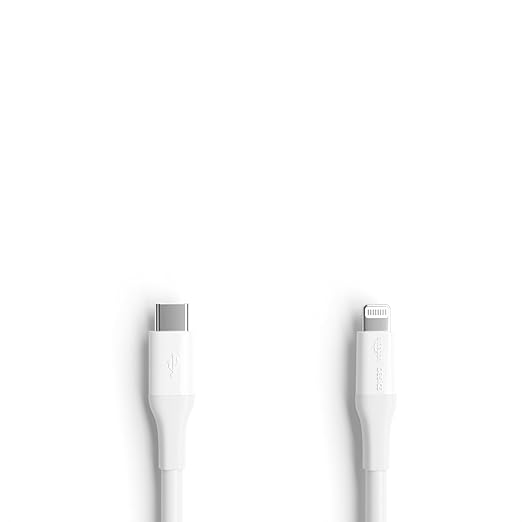 Amazon Basics MFi Certified USB-C to Lightning Fast Charging Cable, Power Delivery, Nylon Braided, 10 ft, White