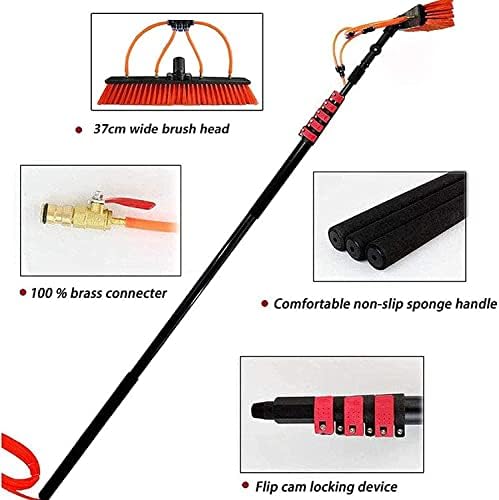Telescopic Glass Cleaning Brush,Photovoltaic Panel Cleaning 3.6-11M Water Fed Telescopic Brush Window Clean Extendable Cleaner Conservatory Roof Cleaning Tools Photovolta,20ft/6m