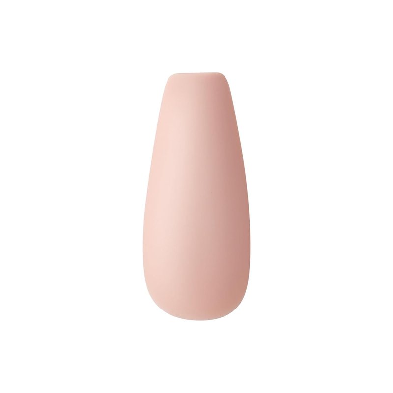 KISS Gel Fantasy Press-On Nails - Beige Coffin Shape, Long Size | Includes 28 Nails & Nail Glue