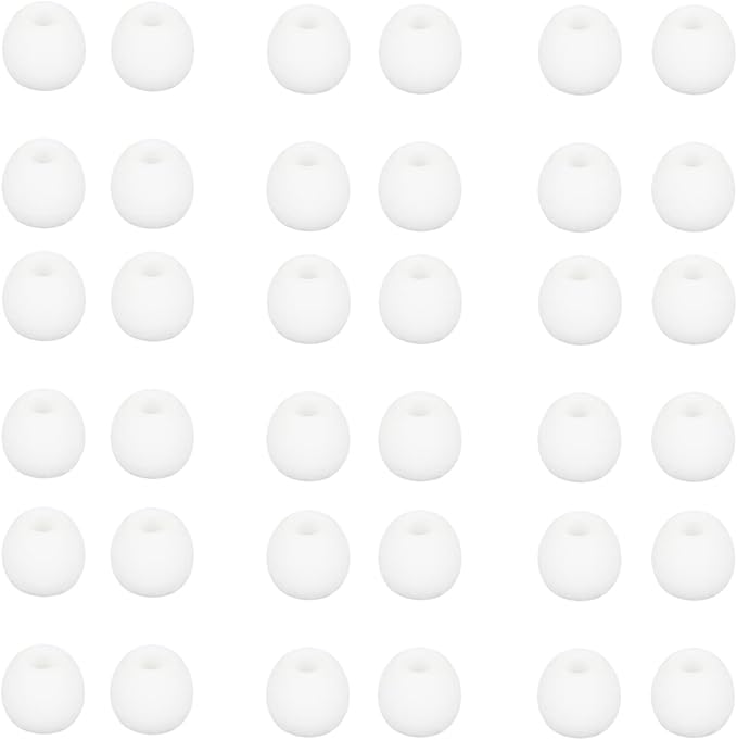 CYADCI 36 Pieces Small Earbud Tips Soft and Comfortable Silicone Earbud Tips Ear Bud Replacement Pieces Silicone Fit Most in-Ear Headphones，Inner Hole 3.8mm -5.5mm，Small White Replacement Eartips