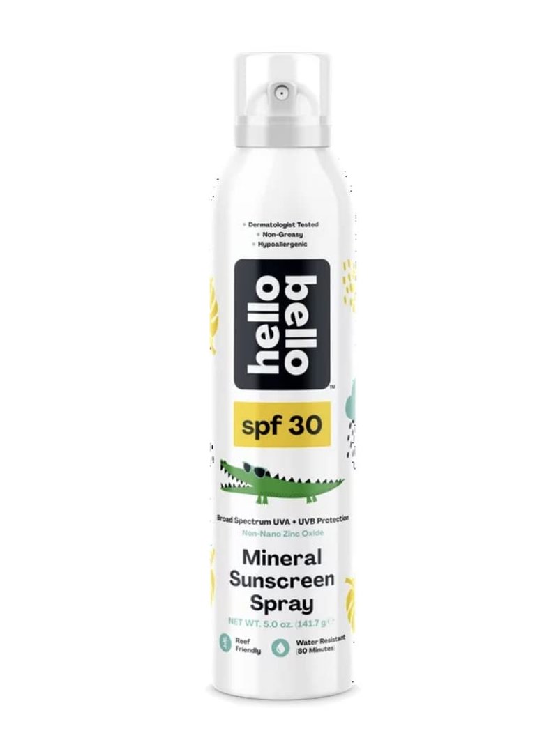 Hello Bello Mineral Sunscreen Spray SPF 30, Broad Spectrum UVA and UVB Protection, Reef Friendly and Water Resistant, Hypoallergenic