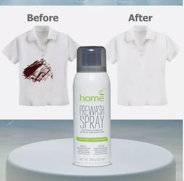 Laundry Prewash Spray Aerosol 24.6 Oz,Powerful Ultimate Tough Stain Remover for Favorite Color-Fast Fabric & White Shirts/Clothes w/o Scrub/Soak,Get Rid of Grease/Ink/More w. Right Amount Controlled