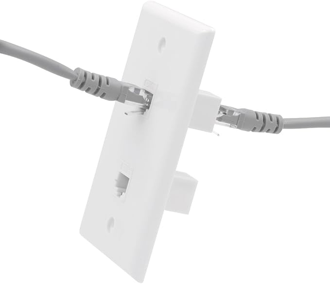 VCE Ethernet Wall Plate (UL-Listed), 2-Port CAT6 Wall Plate and Jack, RJ45 Keystone Wall Outlet with Single Gang Low Voltage Mounting Bracket, White 2-Pack