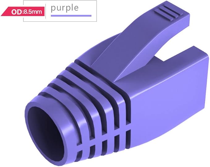VIVOCH 50 Pcs Cat7 Cat7A Cat8 Strain Relief Boot, RJ45 Plug Connector Cover Modular Network Plug Cap Cable Connector Boots, Purple