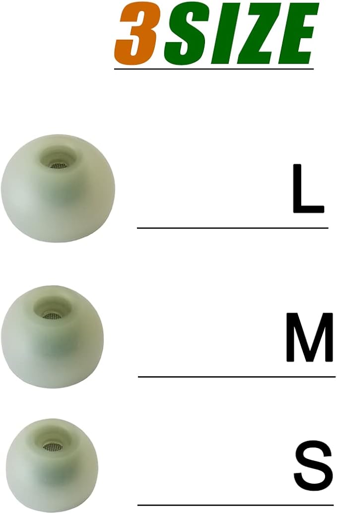 Silicone Ear Tips for Samsung Galaxy Buds 2 / Buds+ / Buds PE, Replacement Earbuds Tips with Filter Screen, Noise Isolation, Soft Comfort Fit, 6 Pairs L/M/S, Green