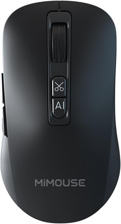 MIMOUSE Wireless AI Mouse Bluetooth Multi-Device Ergonomic Computer Mice for Laptop Mac USB C Rechargeable Smart Mouse with Voice Typing Audio Recorder for Office Study Women Desktop Accessories