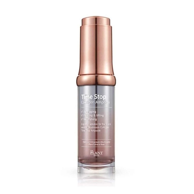 THE PLANT BASE Korean Collagen Serum – Time Stop Mushroom Ampoule, 76.5% Mushroom Extract & Vegan Collagen Face Serum for Anti-Aging, Firming & Plumping | K-Beauty Award Winner, 1.01 fl oz