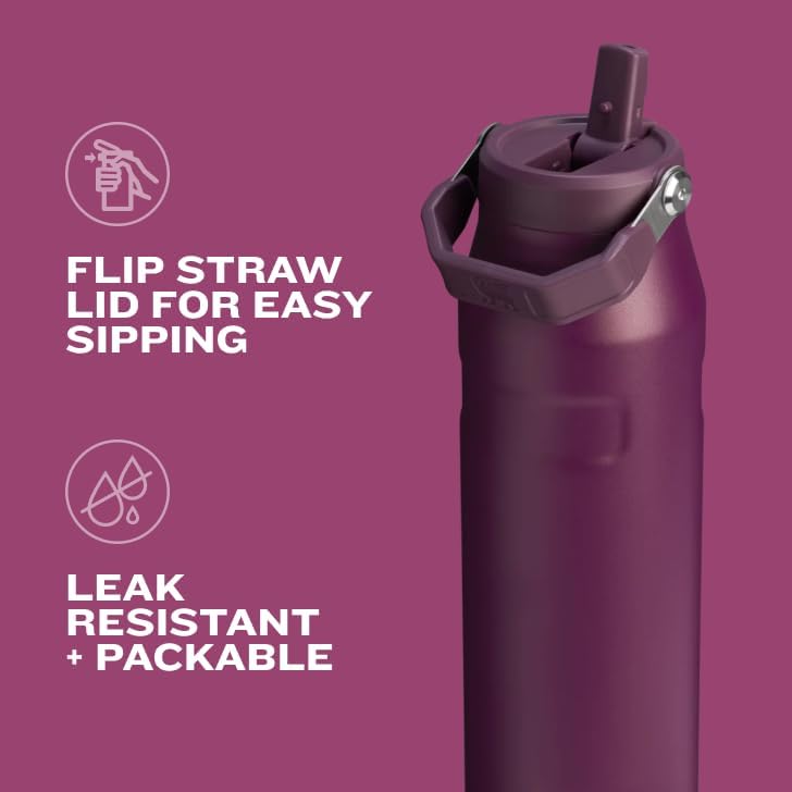 Stanley IceFlow Flip Straw 2.0 Water Bottle - 24 OZ Insulated Stainless Steel | Lightweight & Leak-Resistant | BPA-Free | Lilac