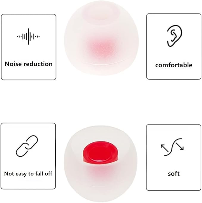 CYADCI 36 Pieces Medium Earbud Tips Soft and Comfortable Ear Bud Replacement Pieces Silicone Fit Most in-Ear Headphones，Inner Hole 3.8mm -5.5mm，Medium White and Red Replacement Eartips