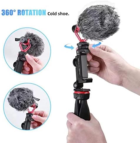 Arnarkok Metal Phone Tripod Mount with Rotatable Cold Shoe for Microphone Mount, Compatible with iPhone & Android, Universal Tripod Adapter for Vlogging, Cell Phone Holder, Youtube, Video Creators Rig