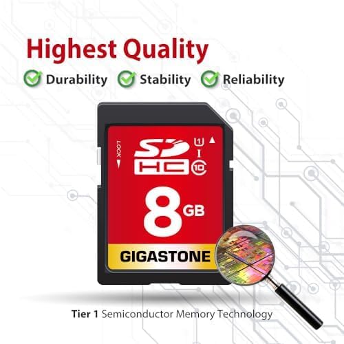 GIGASTONE 8GB SD Card 100-Pack UHS-I U1 Class 10 SDHC Memory Card Full HD Video Kodak Olympus Digital Camera, with 100 Mini Cases