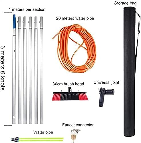Window Cleaning Pole Water Fed Telescopic Brush Extendable Cleaner Conservatory Roof Cleaning Tools for Photovoltaic Panel Cleaning Trucks Windows Brush Head(Color : 5m/1