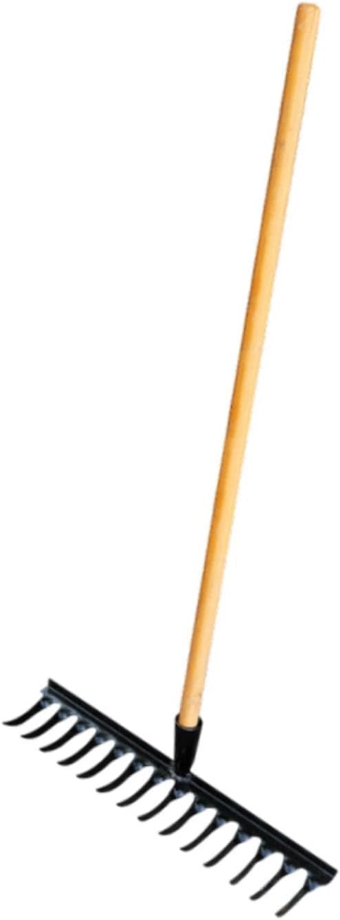Garden Tool for Soil Preparation Wooden Handle Rake for Flower Beds, 14 Teeth 48x12x10cm