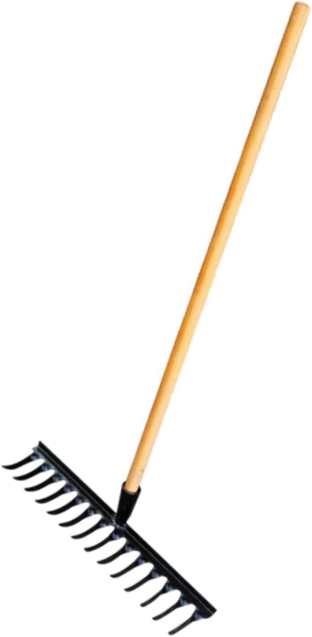 Garden Tool for Soil Preparation Wooden Handle Rake for Flower Beds, 14 Teeth 48x12x10cm