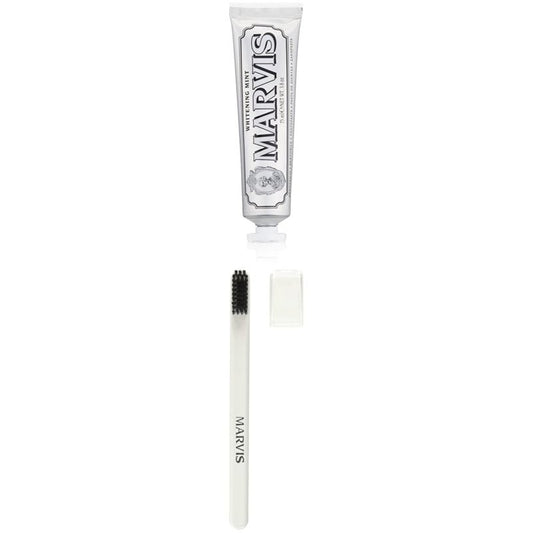 Marvis Whitening Mint Toothpaste - Fresh Breath & Stain Removal | 3.8 Oz & Soft Bristle Toothbrush