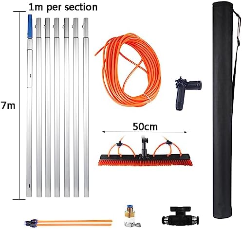 Telescopic Window Cleaning Pole 10-39ft with Water Fed Brush, 30cm/50cm Large Head for Roof & High Window Cleaning, Extendable Cleaning Tools for Professional Use