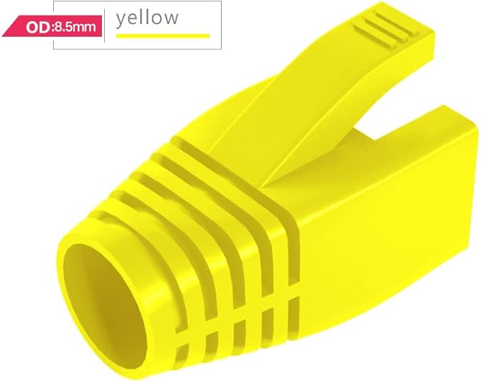 VIVOCH 50 Pcs Cat7 Cat7A Cat8 Strain Relief Boot, RJ45 Plug Connector Cover Modular Network Plug Connector Cap Cable Connector Boots, Yellow