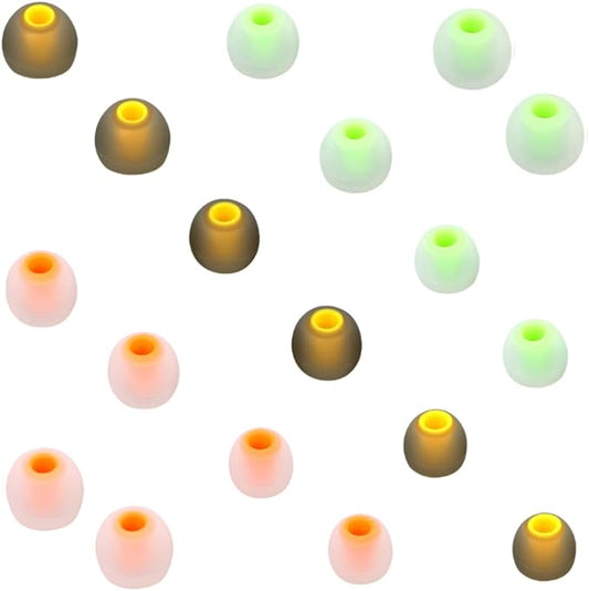CYADCI Silicone Earbud Tips Replacement (S/M/L) - Fit for Inner Hole 3.8mm-5.1mm - 9 Pairs - Headphone Ear Tips - Yellow, Orange, Green