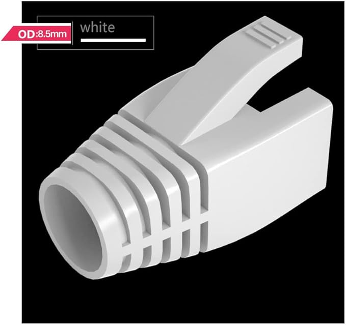 VIVOCH 50 Pcs Cat7 Cat7A Cat8 Strain Relief Boot, RJ45 Plug Connector Cover Modular Network Plug Connector Cap Cable Connector Boots, White