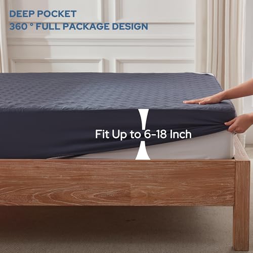 2 Pack Waterproof Mattress Protector, Twin Size Mattress Pad Noiseless with Deep Pocket Fitted for 6"-15", Breathable Dirt-Proof Single Bed Mattress Cover for Bedroom, Dorm Room (Gray)