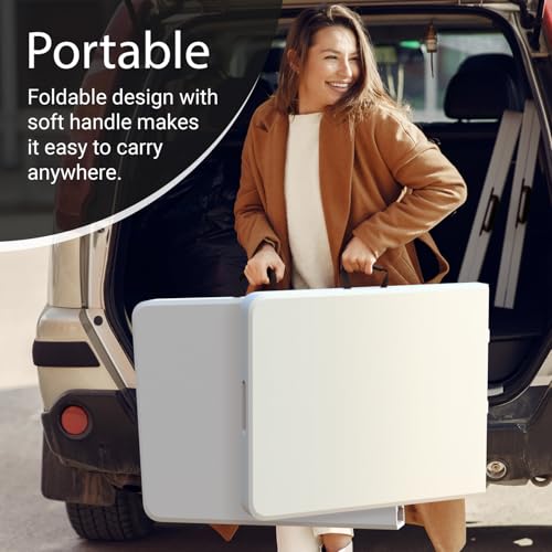 6 Feet Foldable Table with Built in Handle & Steel Legs | Heavy Duty Portable | Perfect for Party, Dining, Wedding, Events, Picnic Indoor, Outdoor, Camping, Utility, Temporary (White, 71")