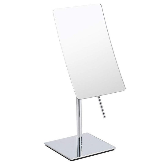 Gecious Table Standing Rectangular Vanity Makeup Mirror with 3X Magnification, Made of 304 Stainless Steel, for Hotel Bathroom Polished Chrome