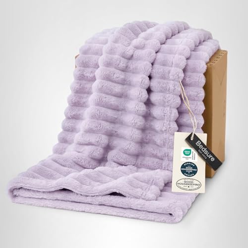 Bedsure GentleSoft Lavender Fog Fleece Blanket for Couch - Cozy Soft Blankets for Women, Cute Small Throws for Girls, 60x80 Inches