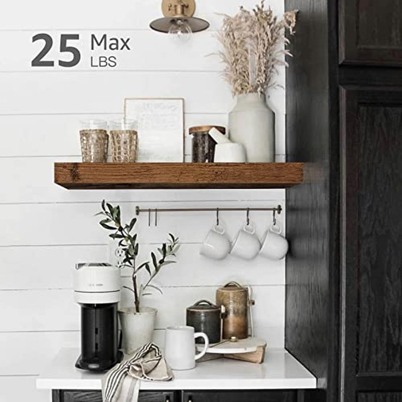 QEEIG Floating Shelves for Wall Bathroom Shelf Bedroom Kitchen Living Room Hanging Book Shelves Small Farmhouse Decor 16 inch Set of 3, Rustic Brown (015-BN3)