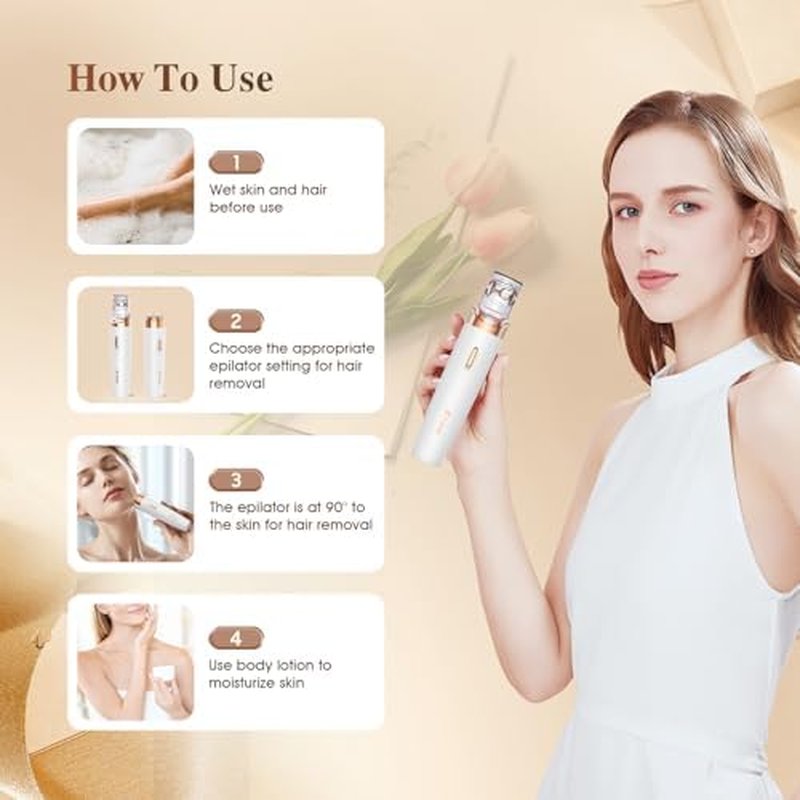 Epilator - 2 in 1 Rechargeable Women's Electric Shaver with LED Light | Hair Removal for Legs, Face, Bikini & Arms