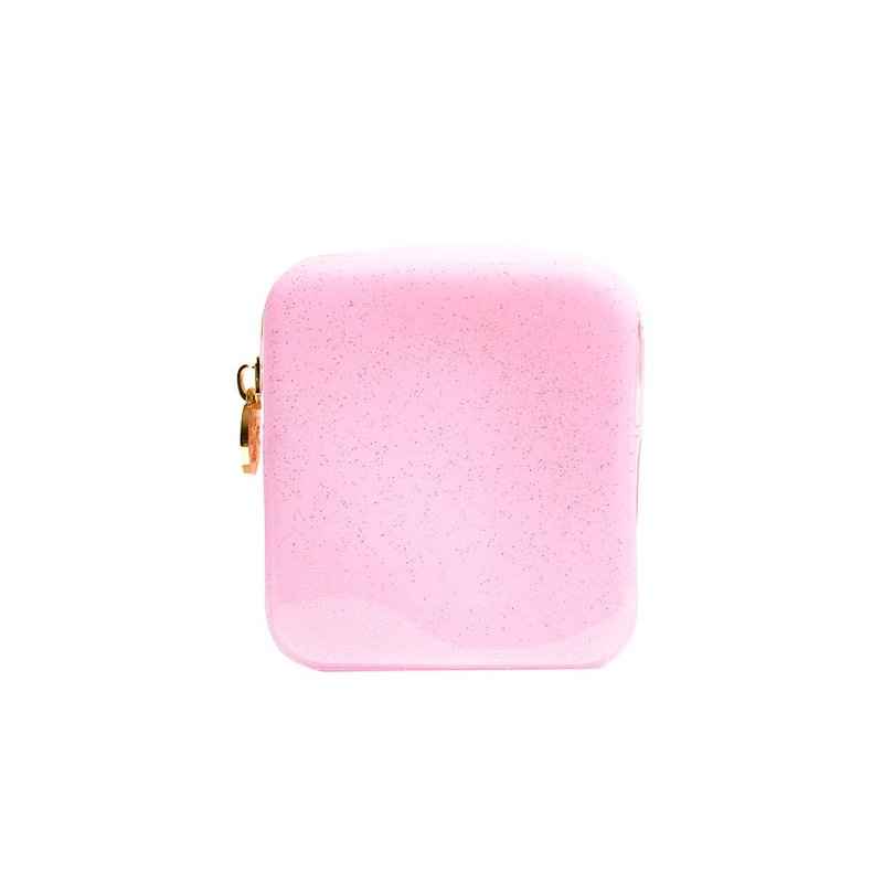 dreamie - Makeup Bag Travel Cosmetics Pouch, Toiletry Bag, Jelly, Zipper Pouch Purse, Cute Make Up Organizer Storage Tote for Women Girls, Waterproof Travel Skincare, Small Makeup Bag - Pink Lemonade